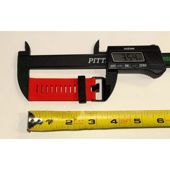 Watch Band 25mm Red Black Silicone Rubber Replacement 4 Nixon 51-30 Strap Garmin - Picture 8 of 10